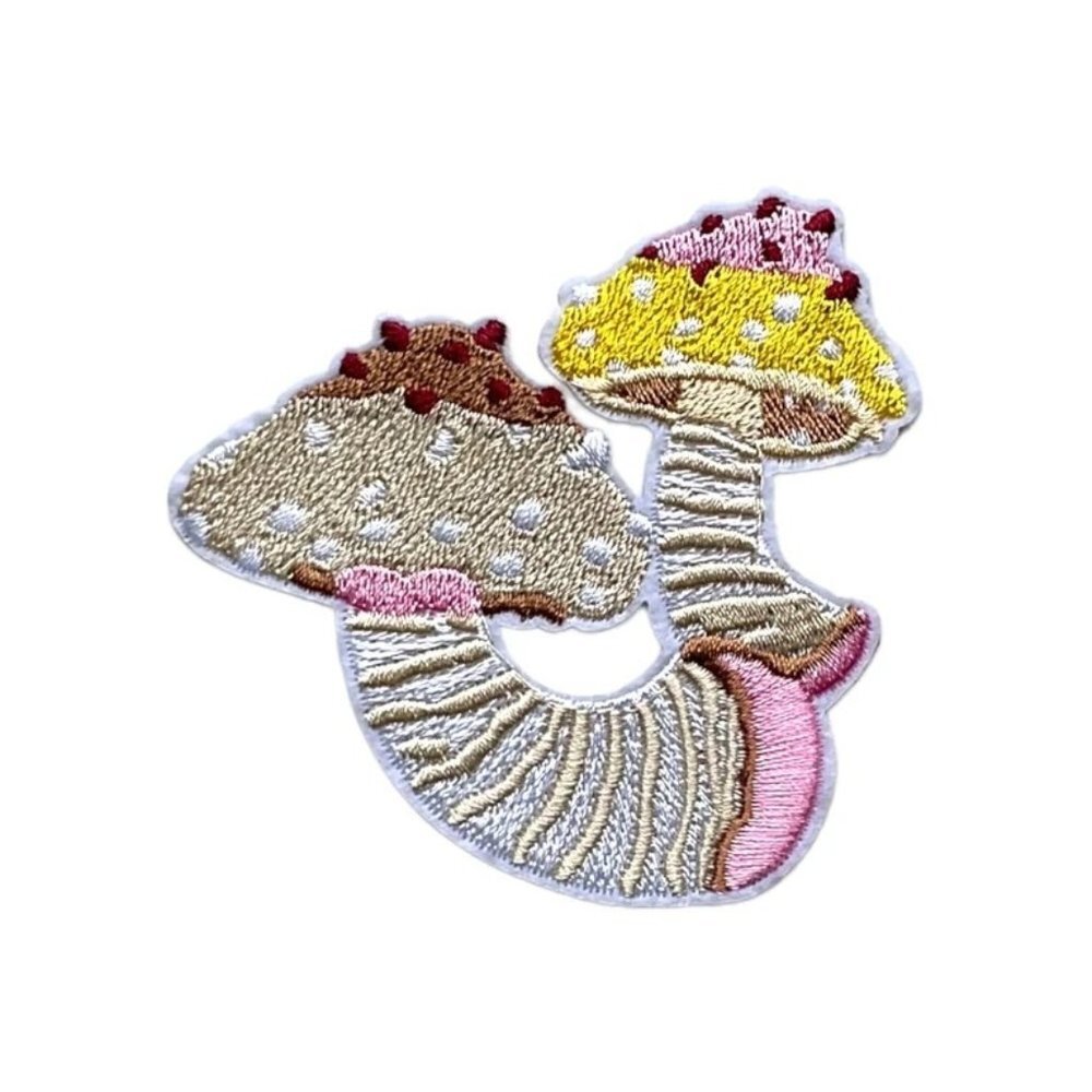New Brown and Yellow  Mushroom Appliques Embroidered Iron on Sew on Patch